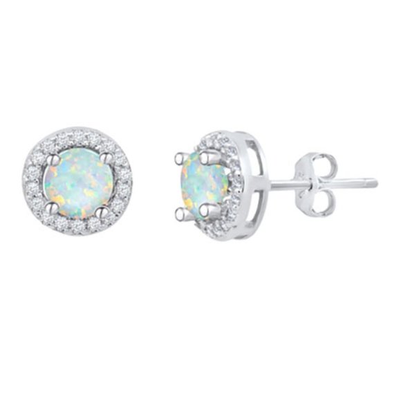 Sterling created opal & white topaz set - NWT - Picture 4 of 5